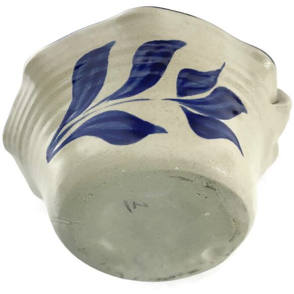 Williamsburg Pottery Finger Candle Holder Blue and Beige 5" Tall - Picture 8 of 12